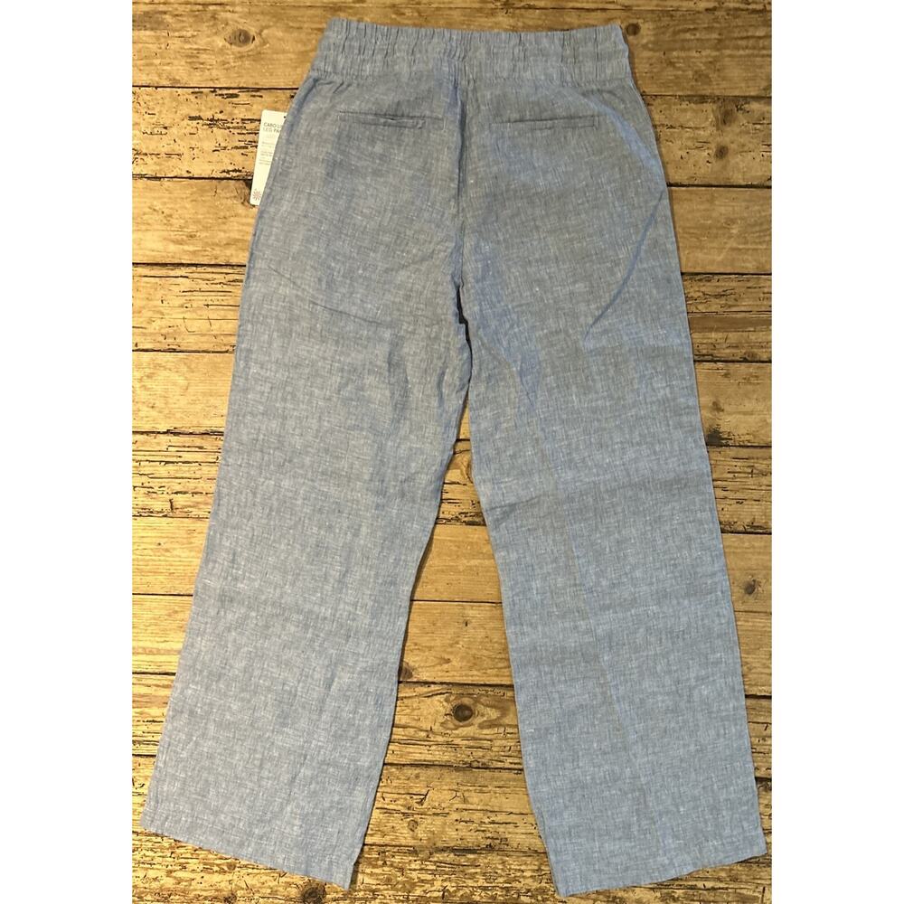 Athleta Women’s Chambray Blue Cabo Linen Mid Rise Wide Leg Pant Size 4 NWT - Picture 4 of 9